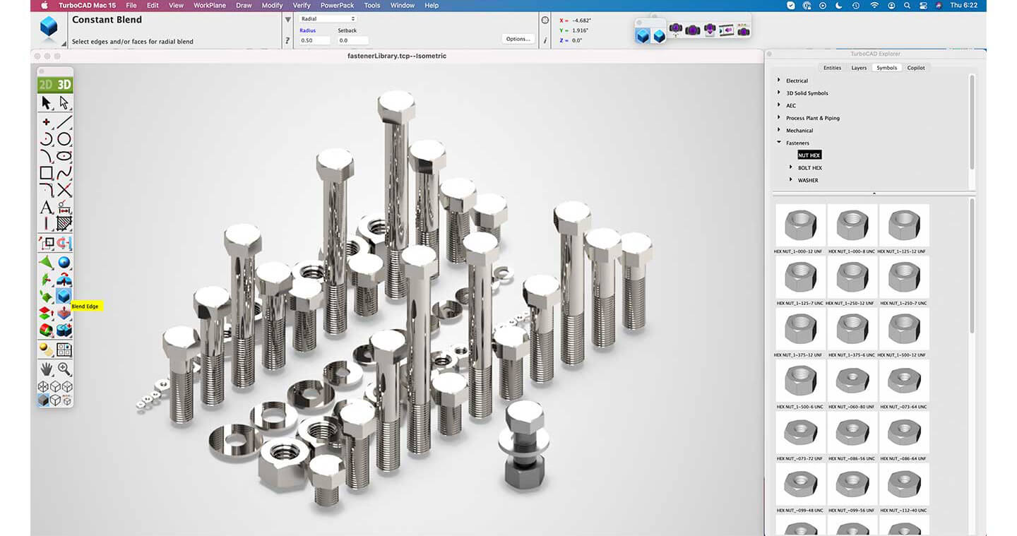 Symbol Manager showing bolts and nuts